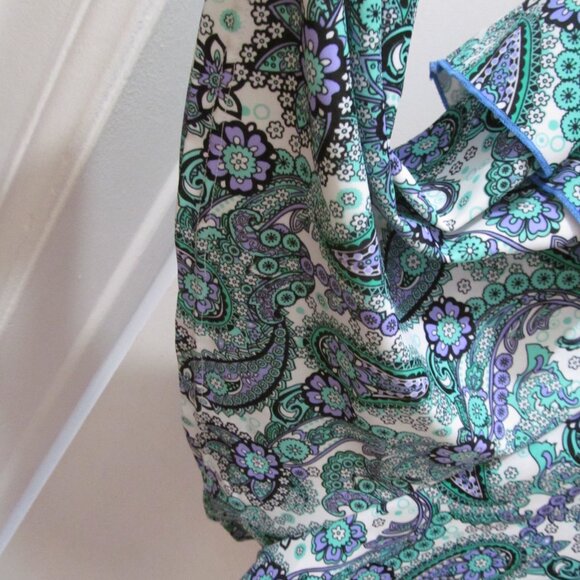 NWT Fit 4U Swimsuit Size 16 3 Tiered Romper Blue Floral & Paisley Fit 4 Ur Hips - Picture 12 of 16